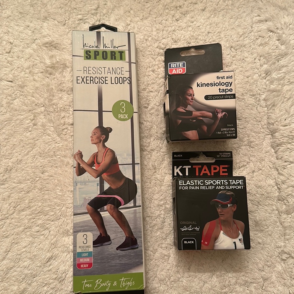 Workout bands and KT Tape bundle.